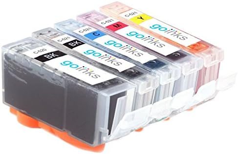 Go Inks C-520/521 Compatible Set of 5 Ink Cartridges to replace Canon PGI-520 & CLI-521 for use with Canon PIXMA Printers, High Capacity (XL)