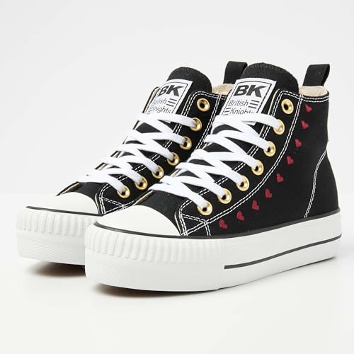 British Knights Damskie buty sportowe Kaya Mid, Serca czarne bordowe, 37 eu