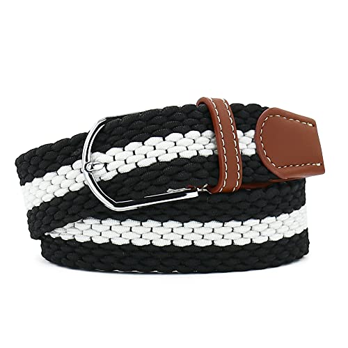 Image of Multicolored Elastic Woven Golf Belts Casual Braided Stretch Belt for Men and Women