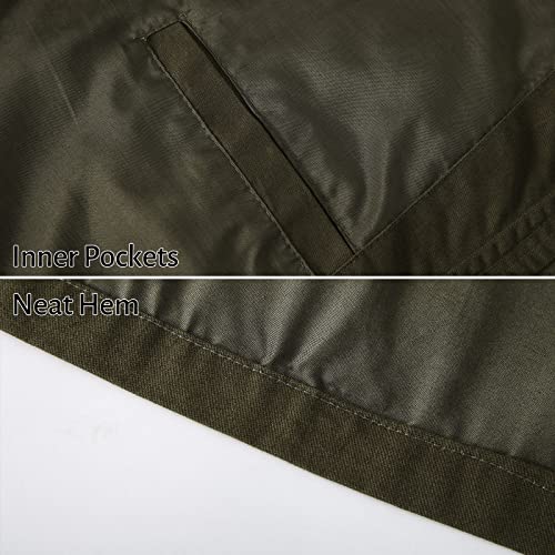Hijewe Men's Cotton Military Jackets Lightweight Canvas Lapel Cargo Coat Casual Outerwear With Detachable Hood(Army Green, Xx-Large) #TOP4