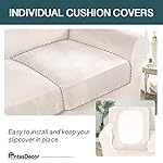 FantasDecor 2 Piece Chair Sofa Covers Velvet for Living Room Slipcovers with Individual Cushion Elastic Furniture Protector for Pets, Machine Washable (Armchair, Ivory) - Image 4