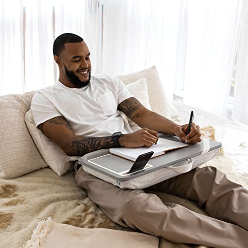 Rossie Home Premium Ash Wood Lap Desk With Wrist Rest, Mouse Pad, And Phone Holder - Fits Up To 15.6 Inch Laptops - Harbor Grey - Style No. 91705 #TOP5