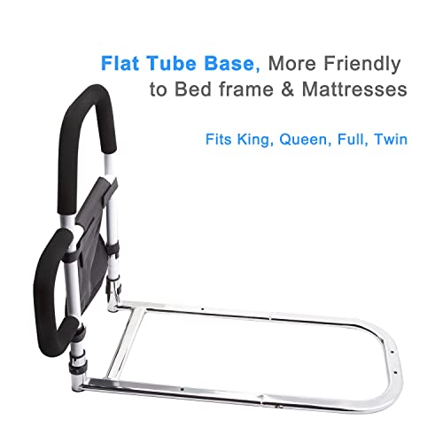 Whomec Bed Rails For Elderly Adults - Bed Assist Rail With Double Grab Bars & Fall Prevention Guard & Storage Pocket Fits King, Queen, Full, Twin, Support Up To 300Lbs, Height 25.6'' #TOP4