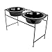 Platinum Pets Double Diner Feeder with Stainless Steel Dog Bowls, 50 oz, Black
