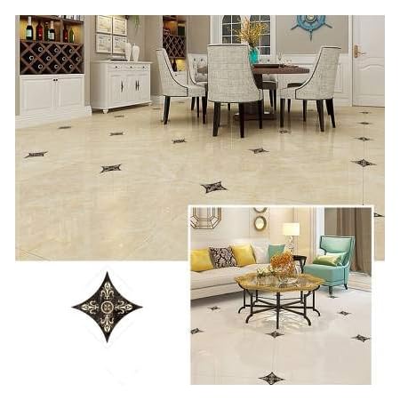 Buy Walltech Vinyl Waterproof Self Adhesive Floor Sticker Tiles Sticker For Bedroom Living Room Kitchen Hall Puja Room Kids Room Home Decor Set Of 20 Black Color With Golden Crown Online At