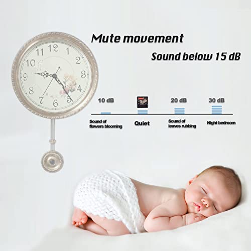 Poserion Antique Pure Copper Pendulum Wall Clock, 10.6" Round Dial Decoration Silent High-End Wall Hanging Timepiece For Home Office #TOP6