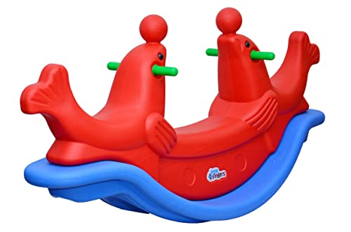 Image of Little Fingers Rocker for Kids - Plastic See Saw Ride on Toy - for Indoors and Outdoors - for Boys and Girls (110cm x 45cm x 40cm Color May Vary) (Dolphin 3 Way Rocker)