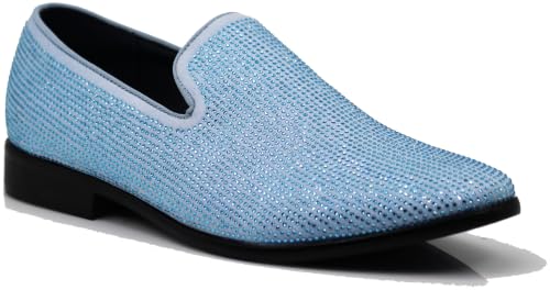 Image of SPK26 Men's Vintage Velvet Rhinestone Designer Dress Loafers Slip On Shoes Classic Tuxedo Dress Shoes