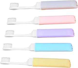 Beavorty 5pcs Folding Toothbrush Portable Tooth Brush Oral Adult Travel Pp Clean Macaron