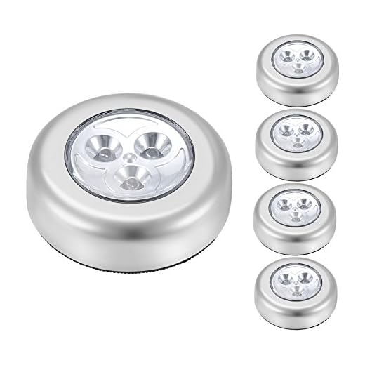 5 Pack IPOW LED Battery-Powered Wireless Night Light Stick Tap Touch Lamp Stick-on Push Light for Closets, Cabinets, Counters, or Utility Rooms,Cordless Touch Light,Batteris Not Included