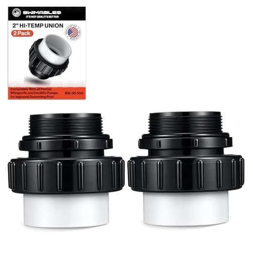 Swimables 2" Hi-Temp Union for All Pentair Whisperflo and Intelliflo Pumps for Inground Swimming Pool 21063-200-000-2" MIP x 2" Slip PVC - Made in USA - 2 Pack
