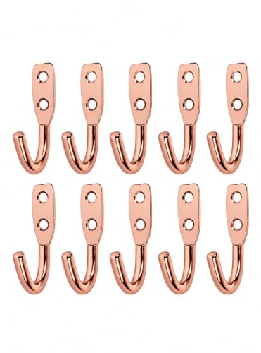Image of iSTAR Stainless Steel Unbreakable J Type Hook Bathroom Hooks Cloth Hanger Wall Hook Door Robe Hooks for Hanging Keys,Clothes (Rose Gold-Pack of 10)