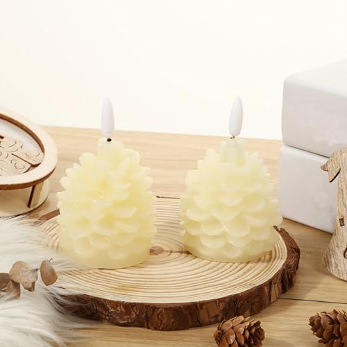 Velas de piña sin llama con luces LED decorativas cálidas 6