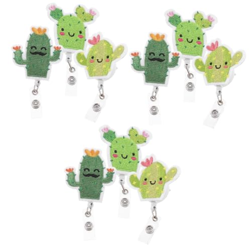 Bobine d'insigne contre la perte de carte d'identité avec porte-badge rétractable cactus NUOBESTY