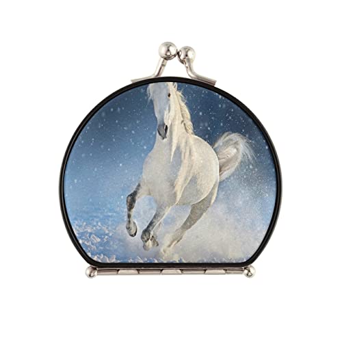 Cheval Blanc Miroirs de Maquillage Compact Rond Miroir,Petit Pliable Miroirs De Poche pour Femmes Filles Cover