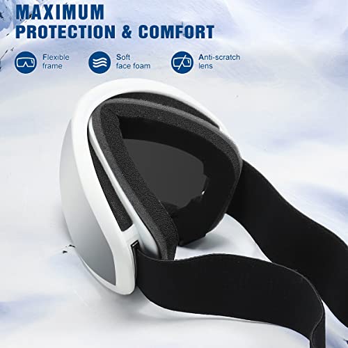 Henoty Ski Goggles, 100% Uv Protection Otg Snow Goggles For Men Women Youth Adult - Uv Protection Foam Anti-Scratch Dustproof(A2-B/M) #TOP2