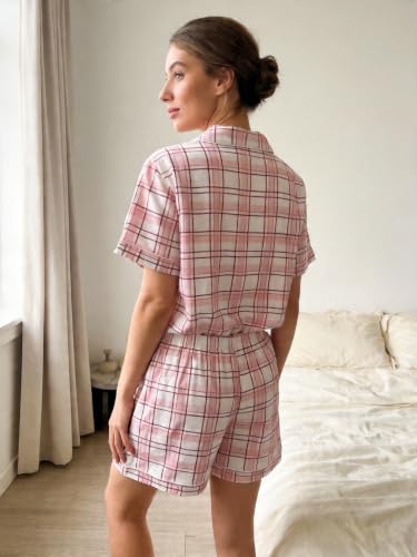 Image of NAP BOUND 100% Cotton Women Pajama Sets Button Down Short Sleeve Sleepwear Soft Pjs 2 Piece Lounge Set with Pocket XS-XXL
