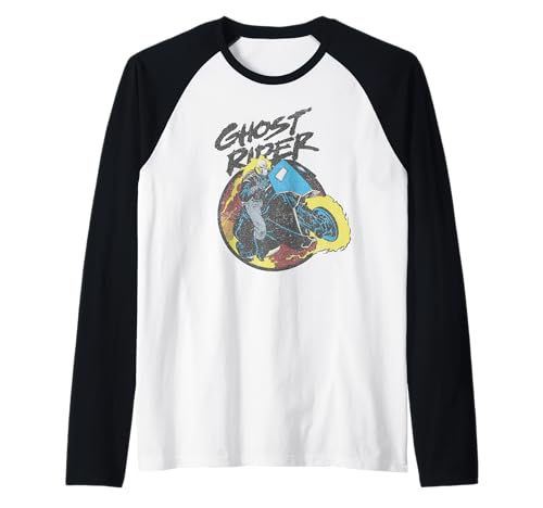 T-shirt Ghost Rider Marvel coupe raglan confortable qui ne se déforme pas au lavage