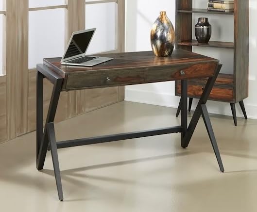Image of DEMIWALL Sheesham Wooden Finish Study Table for Students Laptop Office Desk Workstation Writing Tables for Study Room Home Wooden Finish Furniture for Study Room Gray Finish (101 X 56 X 76 Cm)