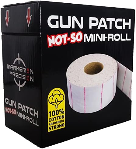 Marksman Precision GUN PATCH NOT-SO MINI-ROLL - Strong 100% Cotton Cloth - 3,200 Absorbent Patches - EZ Feed - Cut to Size - Clean Rifle Handgun Shotgun Black Powder Pistol Revolver - Shooting Hunting