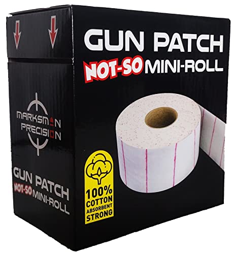 Marksman Precision Gun Patch Not-So Mini-Roll - Strong 100% Cotton Cloth - 3,200 Absorbent Patches - Ez Feed - Cut To Size - Clean Rifle Handgun Shotgun Black Powder Pistol Revolver - Shooting Hunting #TOP2