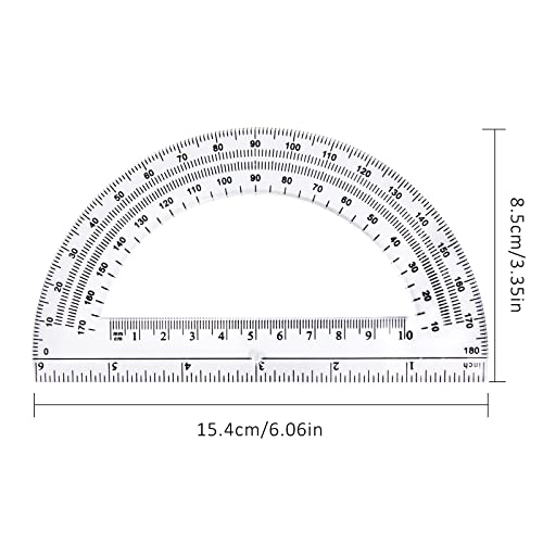 180 Grad Winkelmesser, Kunststoff Geometrie Goniometer, Durchsichtig Winkelmessung Messwerkzeug für Schule und Büro, 15cm und 10cm (2 Stück)
