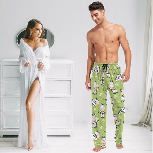 visesunny Fashion Floral Men's Pajama Pants 100% Cotton Lounge Soft Warm Sleepwear Pants PJ Bottoms Drawstring with Pockets3