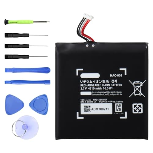 HAC-003 Battery 4310mAh High Capacity Replacement Compatible with Nintendo Switch 2017 Game Console HAC-001 HAC-A-BPHAT-C0 HAC-S-JP EU-C0 Internal Battery with DIY Repair Tool Kit, 3.7V