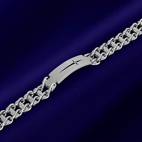 Justme Jm Mens Cross Bracelet, Son Grandson Dad Husband Bracelets, Stainless Steel Link Bracelet Adjustable (Son) #TOP3