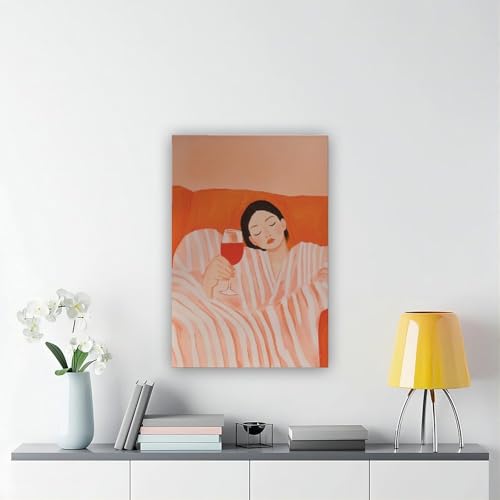 Tableau femme en robe orange et vin déco salon 50x75 cm - 6