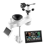VEVOR 7-in-1 Wi-Fi Weather Station with APP, 7.5-Inch VA Display, Wireless Solar Powered Outdoor Sensor, Rain Gauge, Indoor Outdoor for Weather Forecast, Wind Speed, Temperature, Humidity, Rainfall