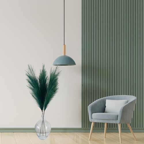 Large Green Pampas Grass Artificial for Sage Green Living Room Accessories Tall Artifificial Plants Indoor for Tall Floor Vase 3 x Stems Teal Feathers Teal Bedroom Accessories - Image 3