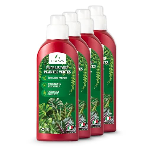 LERAVA Engrais Plantes Vertes Intérieur (4x700ml) - Engrais Liquide Universel - Nourrit et Renforce les Plantes Vertes d’Intérieur - Croissance et Vitalité Optimales - Idéal Monstera, Ficus, Pothos