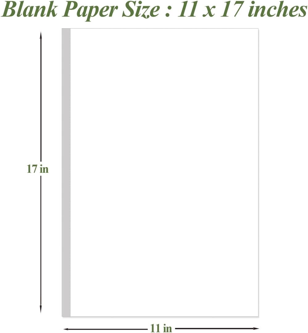 (5-Pack) 11" x 17" Printer Paper - 45Sheets/90Pages Blank Papers, DIY Template Printing in Office/Home/School, Ledger 100gsm Recycled Paper