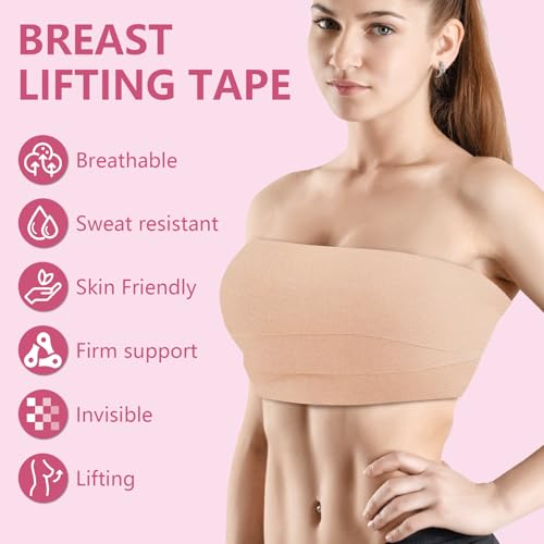 Boob Tape Kit, Breast Lift Tape for Large Breasts, Invisible Boobtape for A-G Cup(Beige,4 in)3