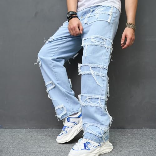 Men's High Street Wide Leg Denim Pants Men American Trend Loose Pants Retro Washed Baggy Jeans Pants Streetwear3
