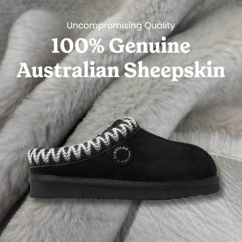 Image of Fireside by Dearfoams Women's Greta Genuine Shearling Clog Slippers, 100% Natural Suede Clogs for Outdoor & Indoor