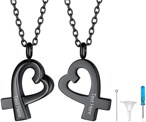 Richsteel Womens Ashes Necklace, Love Heart Pendant for Girls, Cremation Keepsake Jewellery, with Gift Box