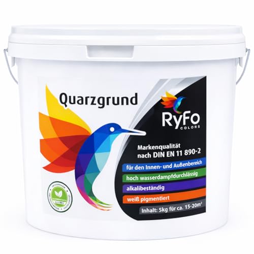 RyFo Colors Quarzgrund 5 kg – gebrauchsfertige Profi-Putzgrundierung für extrem griffigen Untergrund | für Fliesen, Beton & Putz | innen & außen