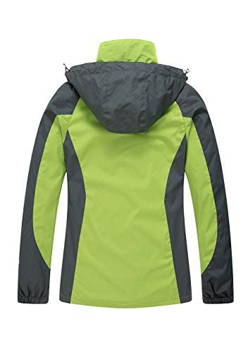 Diamond Candy Women's Waterproof Rain Jacket with Hood Lightweight Outdoors Raincoat Green L - Thumbnail 2