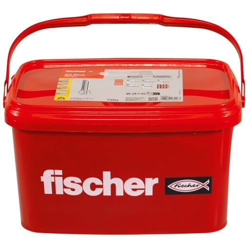 fischer Spreizdübel SX Plus 10 x 50, praktischer Eimer mit 720 Nylondübeln, Dübel für optimalen Halt bei Befestigungen in Beton, Vollziegel, Porenbeton, Hochlochziegel uvm.