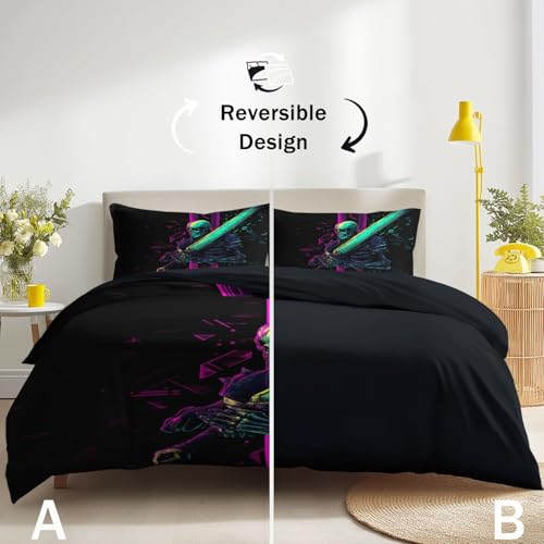 Parure de lit gaming pour lit double housse de couette microfibre motif épée