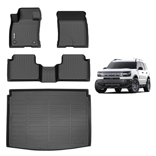 AIPOIL® Floor Mats & Cargo Liner Set for 2021-2025 2026 Ford Bronco Sport All Weather Protection TPE Anti-Slip Automotive Full Set Custom Car Mats Accessories - Black