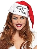 Leg Avenue Women's Naughty Or Nice Reversible Plush Santa Hat, Red/White, One Size