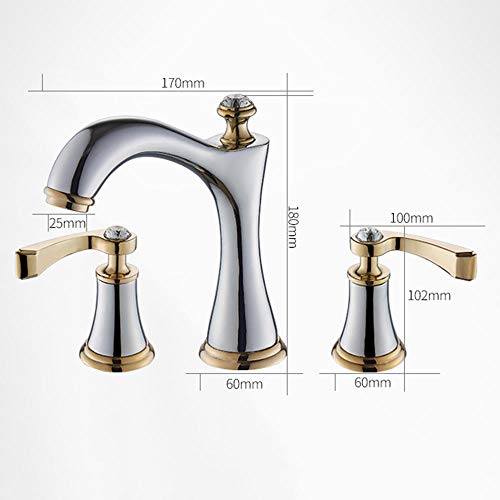 Mitigeur lavabo split type de luxe avec double poignée géométrique