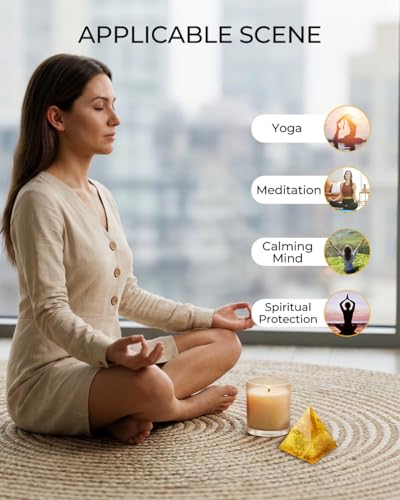 Image of Healing Crystals Orgone Pyramid (Hexagram - Star of David) - Energy Generator for Positive Vibe, Stress Relief & Chakra Reiki Meditation - Spiritual Gift for Success, Wealth & Prosperity (Golden)