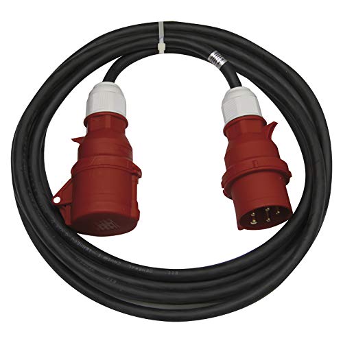EMOS Cable alargador CEE IP44 10 m, Conector 5 Polos, 400 V 16 A 3680 W, Goma CGSG 5C H05RR-F 2.5 mm², Resistente Agua/Temperatura, Camping