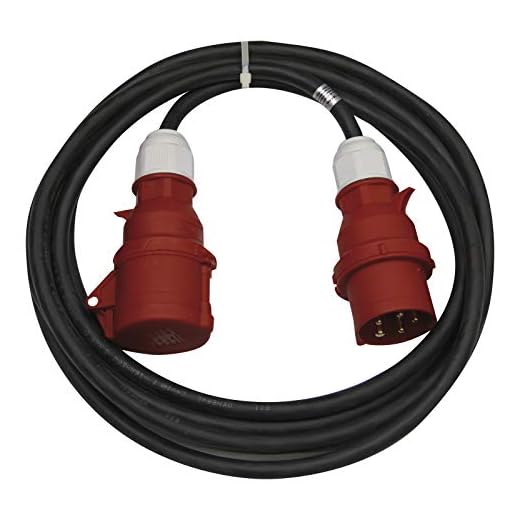 CEE förlängningskabel 5-polig kontakt/10 m/5 x 16 A/400 V/3 fas/2,5 mm/IP44 / svart