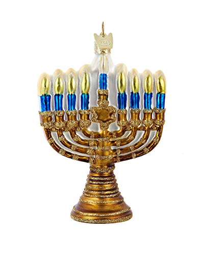 Kurt Adler Noble Gems Gold Menorah Glass Ornament #TOP13