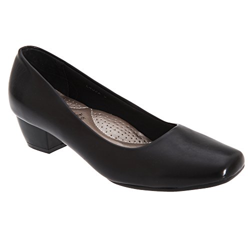 Boulevard Womens Low Heel Plain Court Shoes with Ultra Padded Insole Black 6 UK